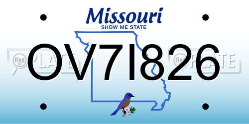 OV7I826 Missouri License Plate