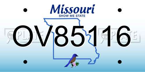 OV85116 Missouri License Plate