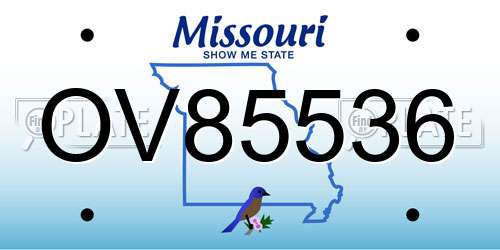 OV85536 Missouri License Plate