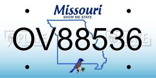 OV88536 Missouri License Plate