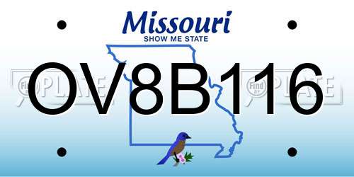 OV8B116 Missouri License Plate