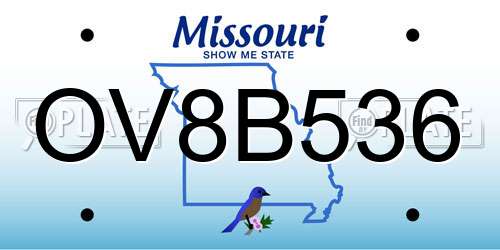 OV8B536 Missouri License Plate