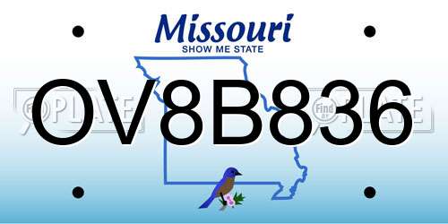 OV8B836 Missouri License Plate