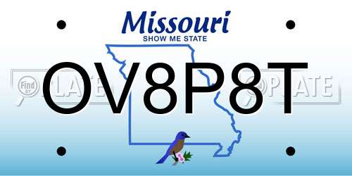 OV8P8T Missouri License Plate