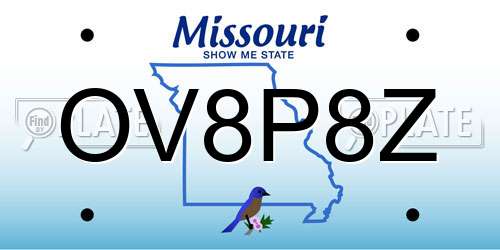 OV8P8Z Missouri License Plate