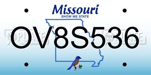 OV8S536 Missouri License Plate