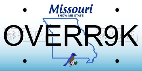 OVERR9K Missouri License Plate