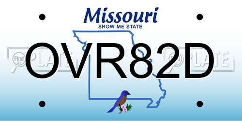 OVR82D Missouri License Plate