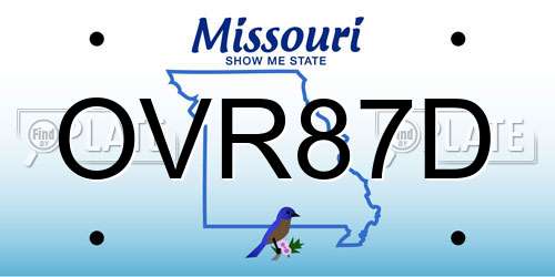 OVR87D Missouri License Plate