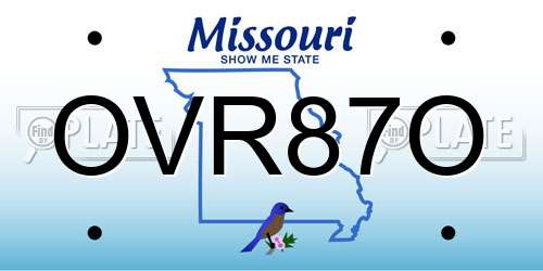 OVR87O Missouri License Plate