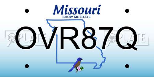 OVR87Q Missouri License Plate