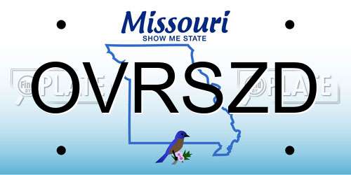 OVRSZD Missouri License Plate