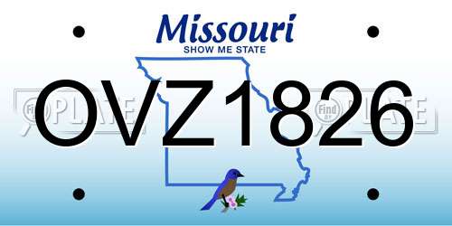 OVZ1826 Missouri License Plate