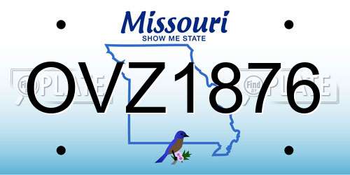 OVZ1876 Missouri License Plate