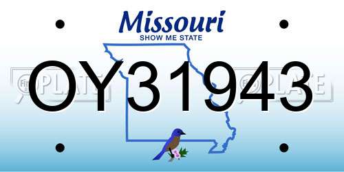 OY31943 Missouri License Plate