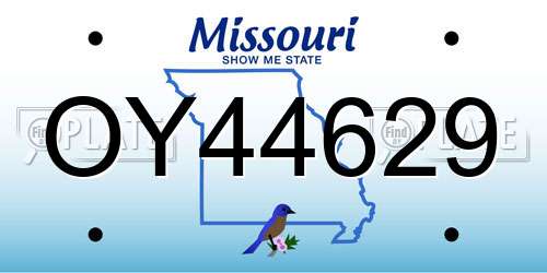 OY44629 Missouri License Plate
