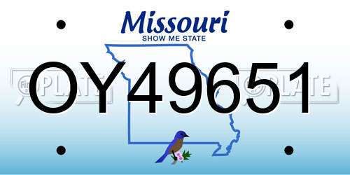 OY49651 Missouri License Plate