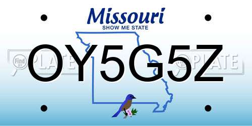 OY5G5Z Missouri License Plate