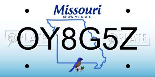 OY8G5Z Missouri License Plate