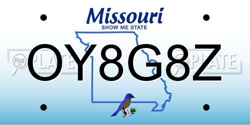 OY8G8Z Missouri License Plate
