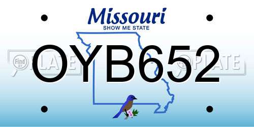 OYB652 Missouri License Plate