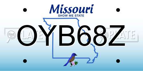 OYB68Z Missouri License Plate