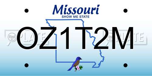 OZ1T2M Missouri License Plate