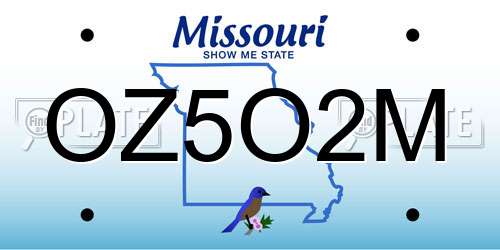 OZ5O2M Missouri License Plate