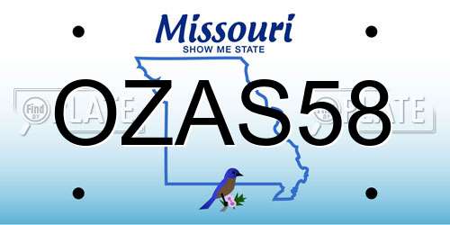 OZAS58 Missouri License Plate