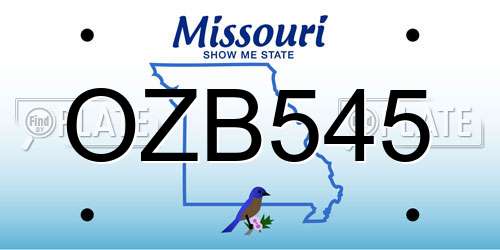 OZB545 Missouri License Plate