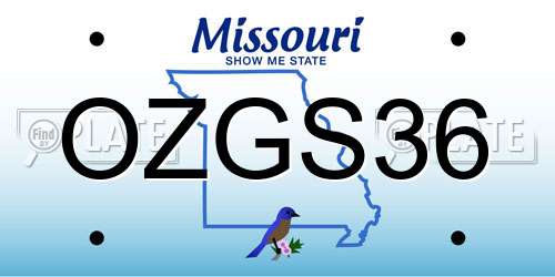 OZGS36 Missouri License Plate