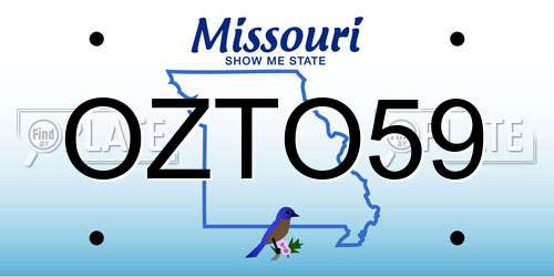 OZTO59 Missouri License Plate