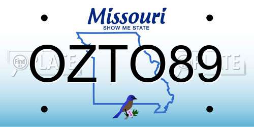 OZTO89 Missouri License Plate