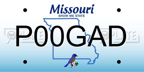 P00GAD Missouri License Plate