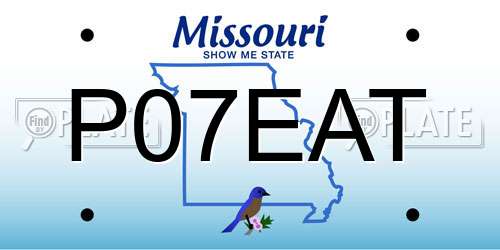 P07EAT Missouri License Plate
