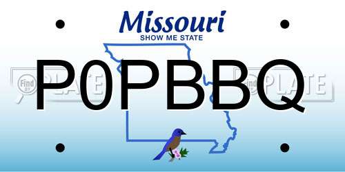 P0PBBQ Missouri License Plate