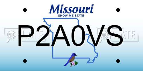 P2A0VS Missouri License Plate