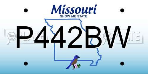 P442BW Missouri License Plate