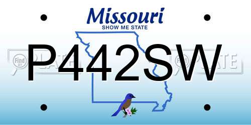 P442SW Missouri License Plate