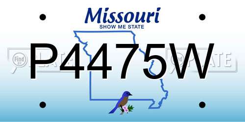 P4475W Missouri License Plate