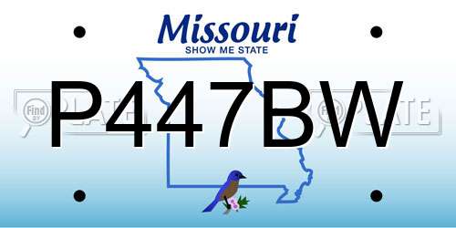 P447BW Missouri License Plate