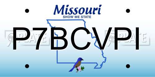 P7BCVPI Missouri License Plate