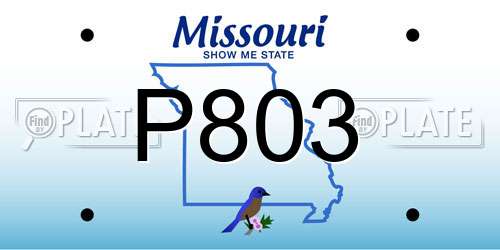 P803 Missouri License Plate