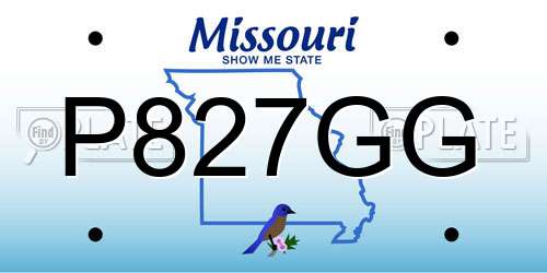 P827GG Missouri License Plate