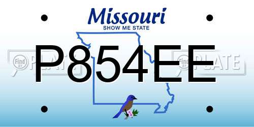 P854EE Missouri License Plate