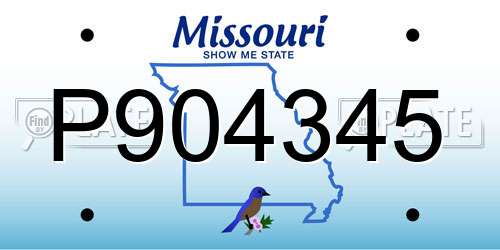 P904345 Missouri License Plate