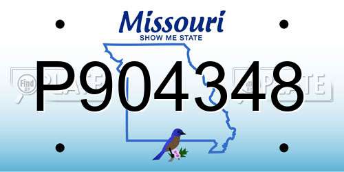 P904348 Missouri License Plate