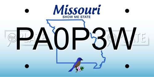 PA0P3W Missouri License Plate