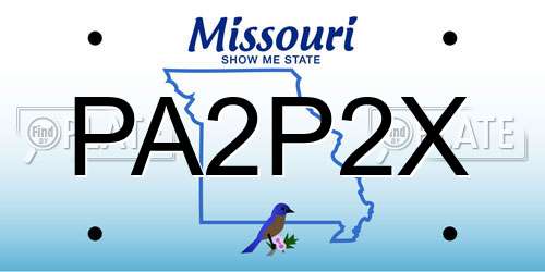 PA2P2X Missouri License Plate
