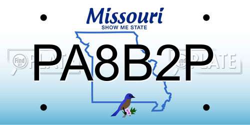 PA8B2P Missouri License Plate